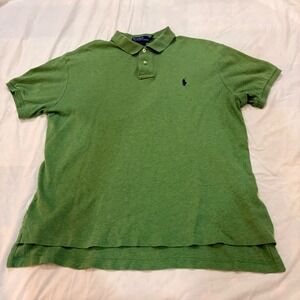 Polo Ralph Lauren Mens Custom Fit Short Sleeve Polo Shirt Green Large Cotton